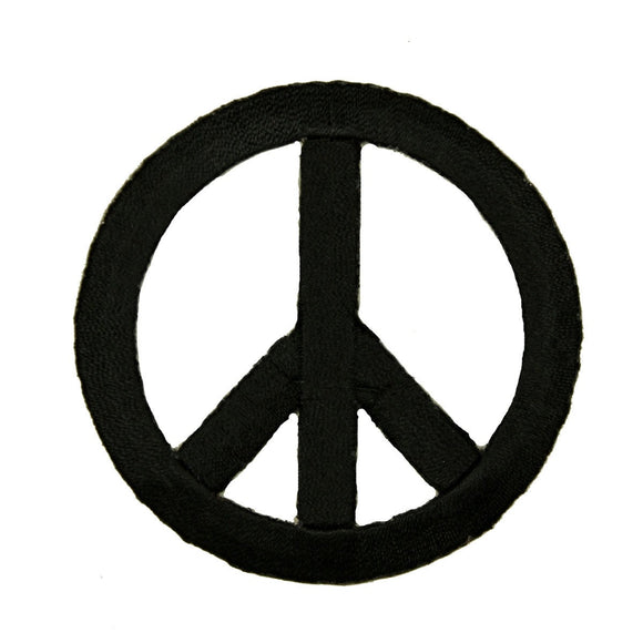 2 3/4 INCH Peace Sign Black Patch Hippie Symbol Embroidered Iron On Applique