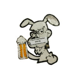 Dog Drinking a Beer Patch Happy Animal Puppy Fun Embroidered Iron On Applique