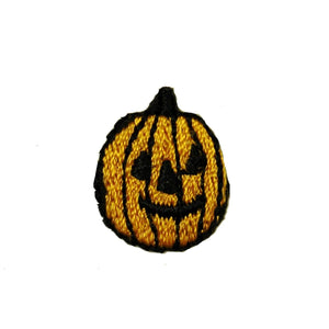 ID 0822 Lot of 4 Tiny Jack O Lantern Patch Pumpkin Embroidered Iron On Applique