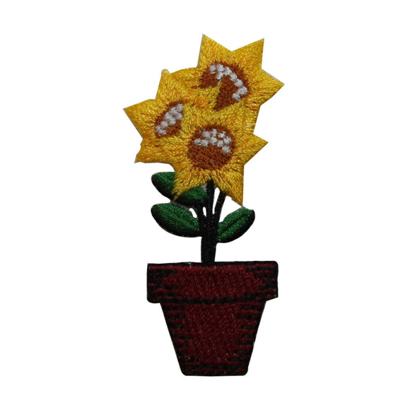 ID 6055 Potted Sunflowers Patch Garden Grow Flower Embroidered Iron On Applique
