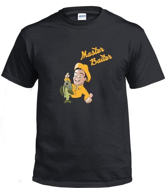 Master Baiter Fishing Joke T-Shirt Adult Novelty Funny