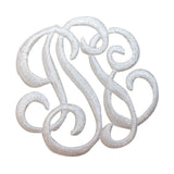 ID 2347 White Cursive Script Patch Logo Emblem Embroidered Iron On Applique