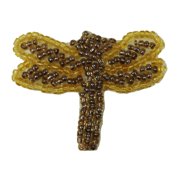 ID 8943 Brown Dragonfly Flying Patch Garden Fairy Bug Beaded Iron On Applique