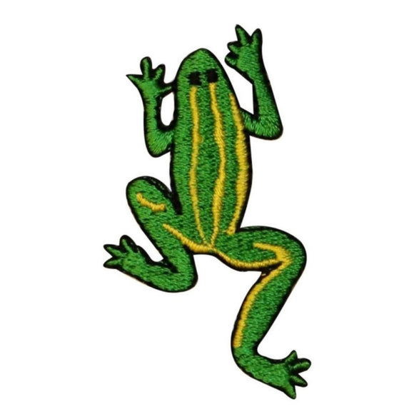 ID 0018C Green Frog Yellow Stripes Patch Climbing Embroidered Iron On Applique
