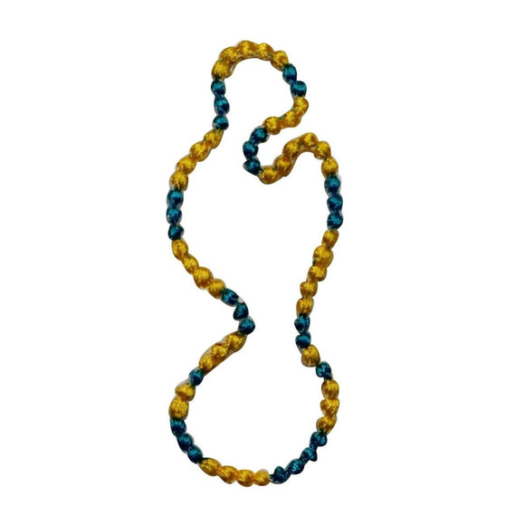ID 0114 Strand of Beads Patch Blue Yellow Necklace Embroidered Iron On Applique