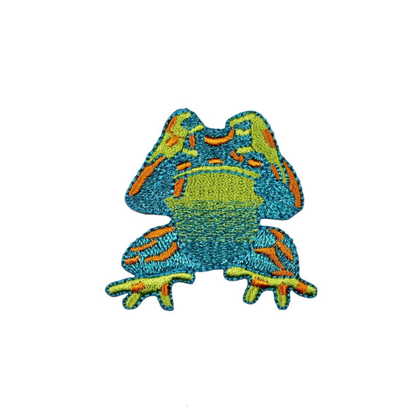 ID 0005 Colorful Frog Shiny Blue See No Evil Patch Embroidered Iron On Applique