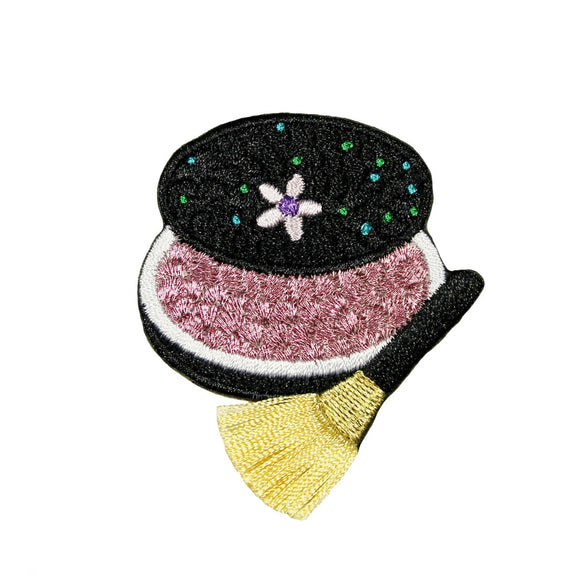 ID 7762 Black Compact Brush Patch Fashion Iron On Embroidered Applique