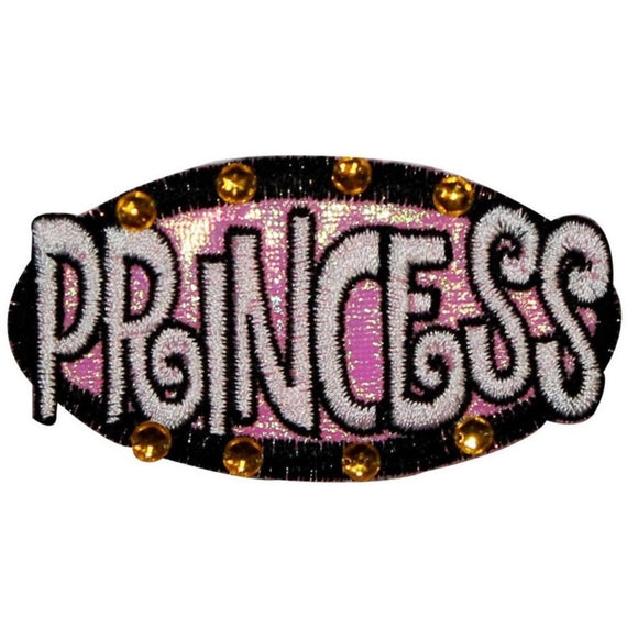 Princess With Jewels Patch Name tag Girls Embroidered Iron On Badge Applique