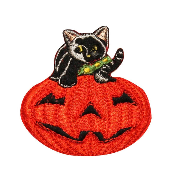ID 0809 Jack O Lantern And Cat Patch Halloween Embroidered Iron On Applique