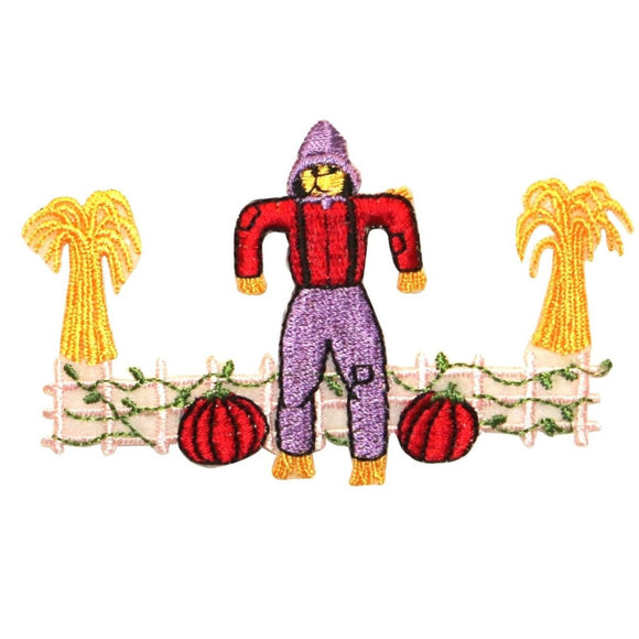 ID 0833 Scarecrow Pumpkin Field Patch Halloween Embroidered Iron On Applique
