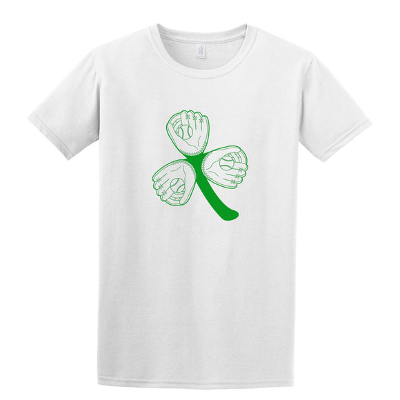 Baseball 3 Leaf Clover T-Shirt St. Patrick's Day Printed Direct to Garment