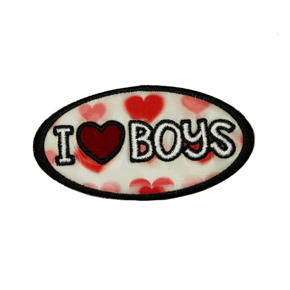 I Love Boys Holographic Patch Hearts Love Smooch Embroidered Iron On Applique