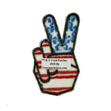 American Flag Peace Fingers Patch Hippie Symbol USA Embroidered Iron On Applique
