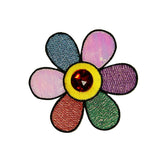 Rainbow Daisy Jeweled Center Patch Flower Shiny Embroidered Iron On Applique