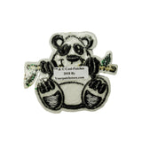 Panda Bear Eating Bamboo Patch China Cute Animal Embroidered Iron On Applique