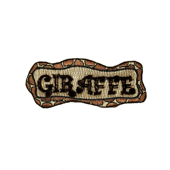 ID 0663 Giraffe Nametag Patch Spotted Wild Life Zoo Embroidered Iron On Applique