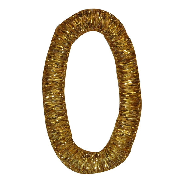 ID 1889 Gold Number 0 Patch Zero Symbol Sign Oval Embroidered Iron On Applique