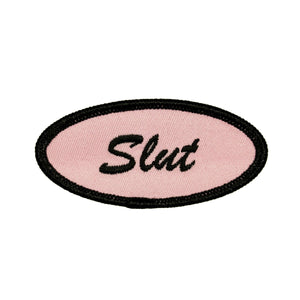 Slut Name Tag Pink Patch Novelty Badge Uniform Sign Embroidered