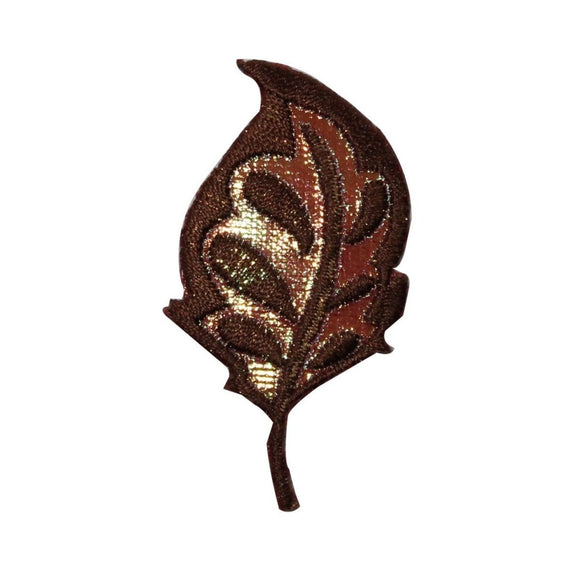 ID 7155 Shiny Oak Leaf Patch Fall Tree Plant Nature Embroidered Iron On Applique