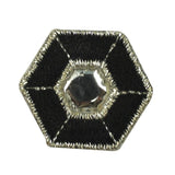 ID 8797 Lot of 3 Hexagon Reflective Patch Mirror Shield Shape Iron On Applique