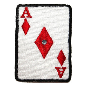ID 0078B Ace of Diamonds Playing Card Patch Poker Embroidered Iron On Applique