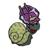 ID 0430A Cartoon Snail With Hat Patch Garden Shell Embroidered Iron On Applique