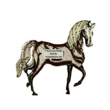 ID 0727  Dark Horse Prancing Patch Farm Animal Mare Embroidered Iron On Applique