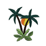 ID 5017 Tropical Palm Tree Scene with Sun Embroidered Iron On Applique Patch
