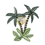 ID 5017 Tropical Palm Tree Scene with Sun Embroidered Iron On Applique Patch