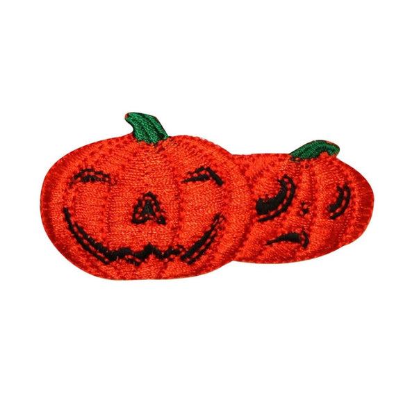 ID 0810 Pair of Jack O Lantern Patch Halloween Night Embroidered Iron On Applique