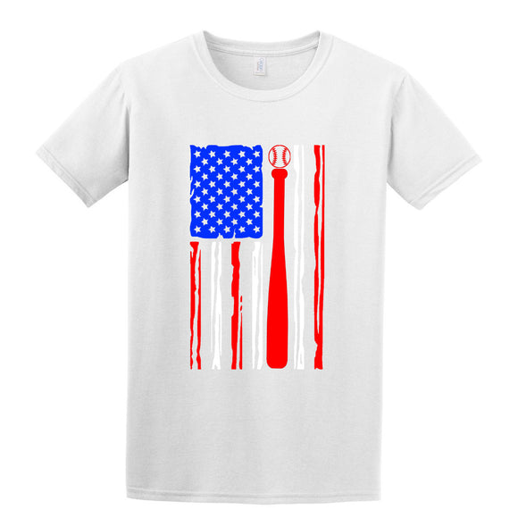 Baseball American Flag T-Shirt Patriotic Sport Printed Direct to Garment