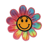 Smiley Face Tie Dye Flower Patch Hippie Smile Happy Embroidered Iron On Applique
