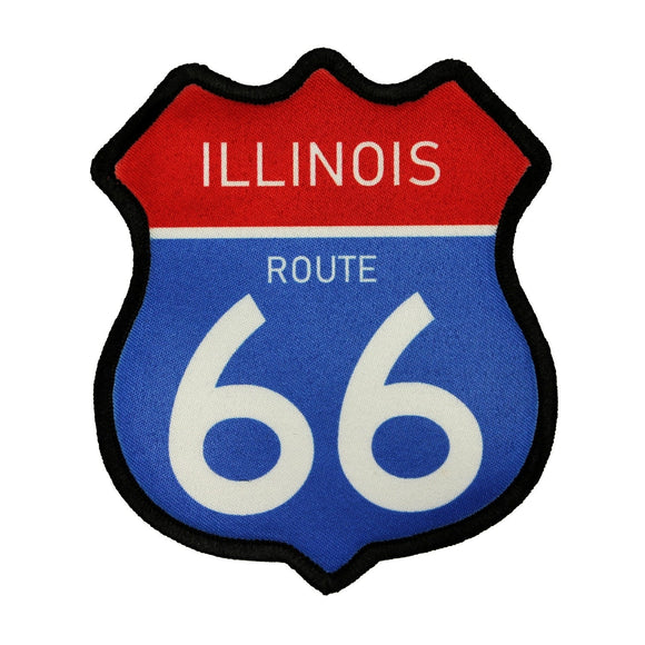Route 66 Illinois Road Sign Patch Travel Road Dye Sublimation Iron On Applique