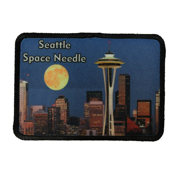 Seattle Space Needle Patch Travel City Moon Dye Sublimation Iron On Applique