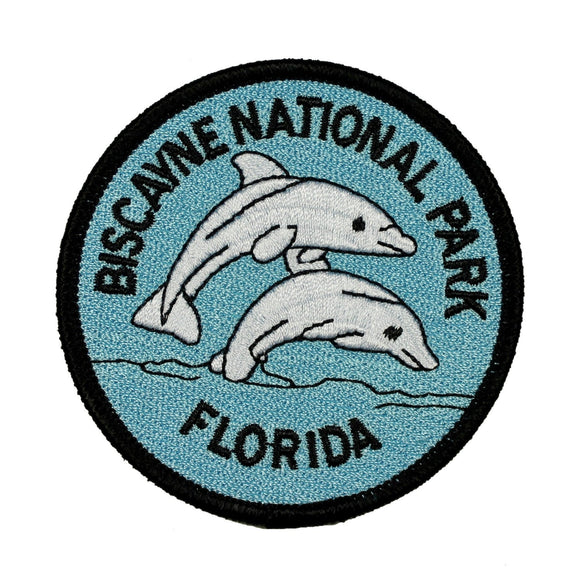 Biscayne National Park Patch Dolphins Travel Badge Embroidered Iron On Applique