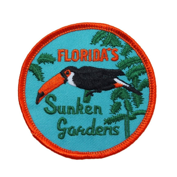 Florida Sunken Gardens Park Patch Botanical Travel Embroidered Iron On Applique