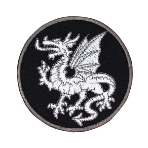 White Welsh Dragon Patch Fantasy Legend Badge Sign Embroidered Iron On Applique