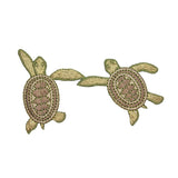 Cute Green Sea Turtle Mate Pair Patch Marine Tortoise Animal Iron On Applique