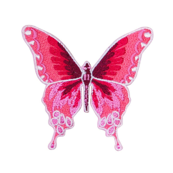 Pretty Pink Butterfly Patch Garden Insect Bug Craft Embroidered Iron On Applique