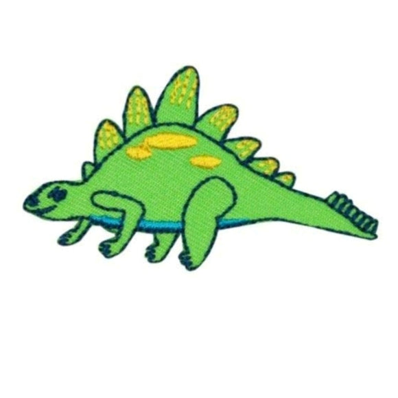 Tiny Green Stegosaurus Dinosaur Patch Cute Kids Craft Embroidered Iron On Applique