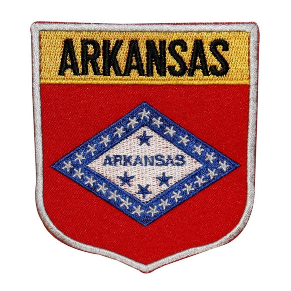 State Flag Shield Arkansas Patch Badge Travel USA Embroidered Sew On Applique