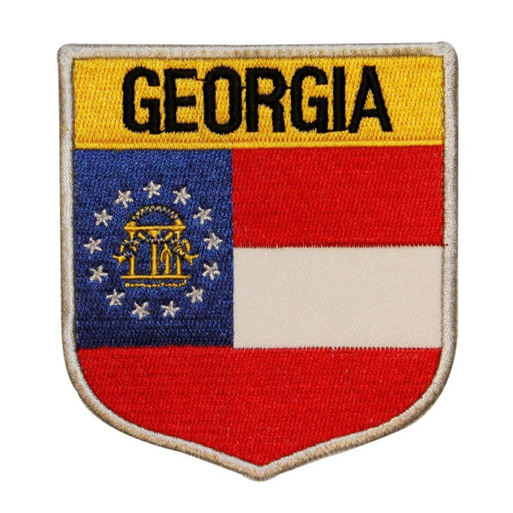 State Flag Shield Georgia Patch Badge Travel USA Embroidered Iron On Applique