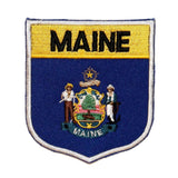 State Flag Shield Maine Patch Badge Travel USA Seal Embroidered Iron On Applique