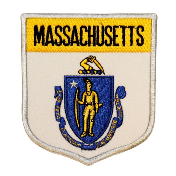 State Flag Shield Massachusetts Patch Badge Travel Embroidered Iron On Applique