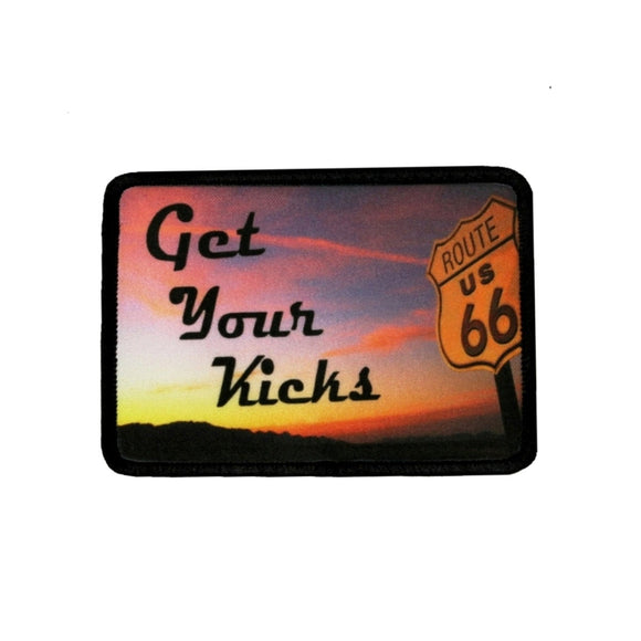Get Your Kicks Route 66 Patch Historic Travel Dye Sublimation Iron On Applique