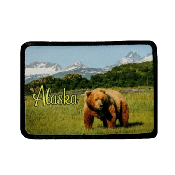 Alaska Kodiak Bear Patch Wildlife Animal Travel Dye Sublimation Iron On Applique