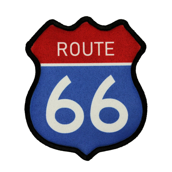 Route 66 Road Sign Patch Travel Historic Road Dye Sublimation Iron On Applique