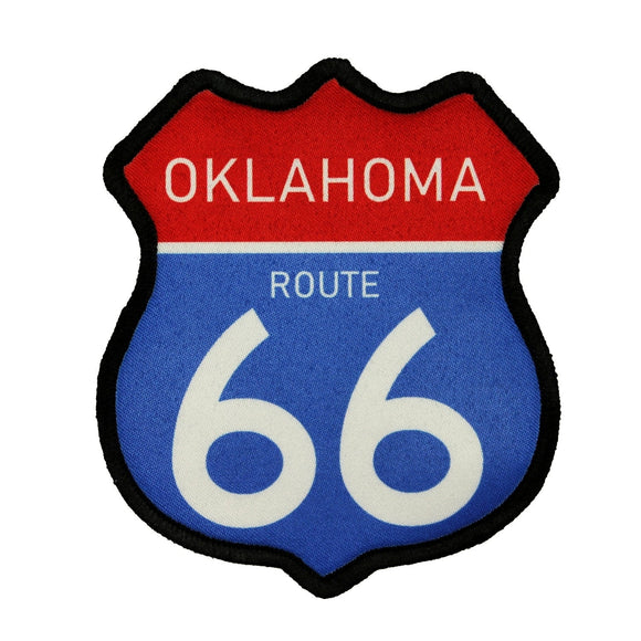 Route 66 Oklahoma Road Sign Patch Travel Road Dye Sublimation Iron On Applique
