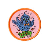 Bluebird Love Badge Patch Heart Kitsch Spring Craft Embroidered Iron On Applique