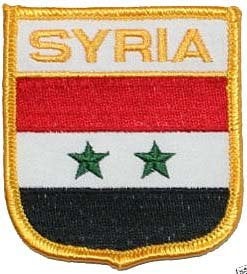 Country of Syria National Flag Patch Shield Embroidered Iron On Applique